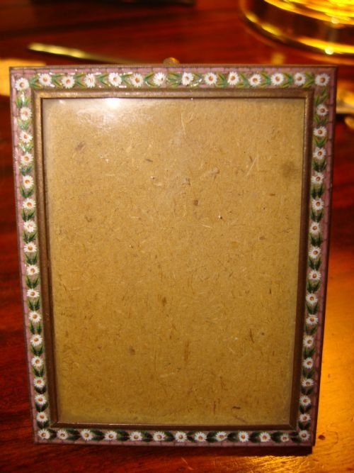 19th century micro mosaic gilt metal easel back picture frame