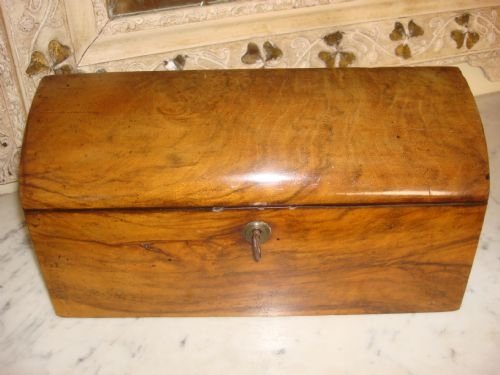 19thc victorian figured walnut fall front fitted stationary box