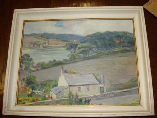 original oil on board framed painting of country scene