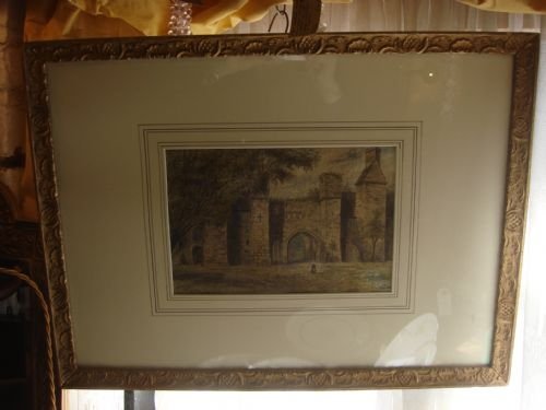 19th century watercolour of wingfield manor by g bailey in original frame