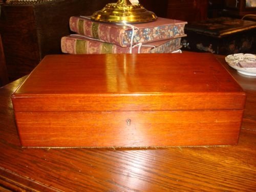19th century mahogany box with inner tray and original key
