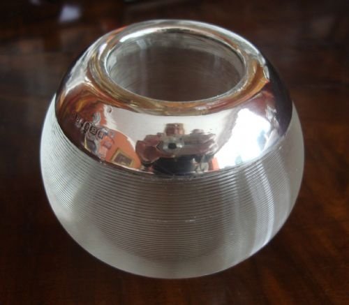 london 1916 solid silver and spun thread glass antique spherical match striker made by robert pringle and sons