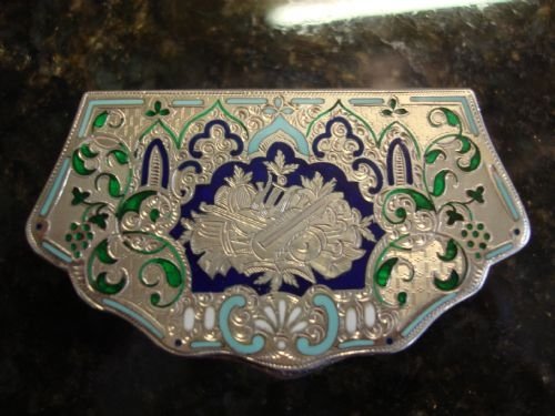 superb 19th century french silver and enamel snuff box in scallop shell form