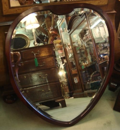 circa 1900 edwardian period mahogany heart shaped mirror