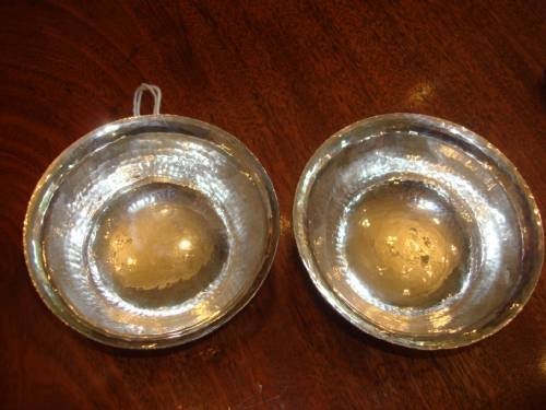 london 2000 pair of solid silver handmade hammered bowls