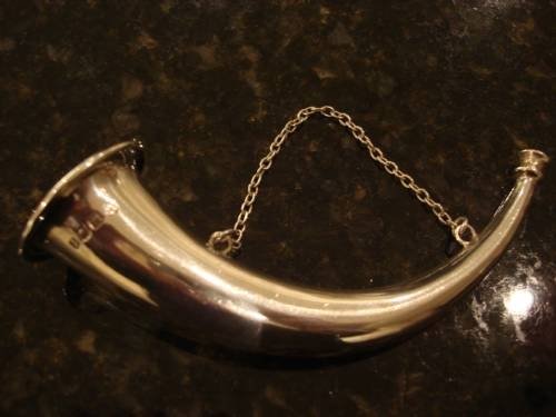 london 1921 solid silver cornucopia horn with chain