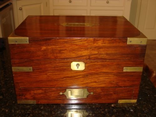 circa 1815 regency period stunning campaign type vanity box or dressing case in superb rosewood box