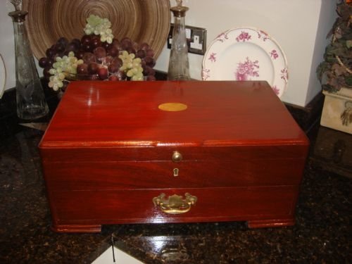 large mahogany cutlery or collectors box with drawer