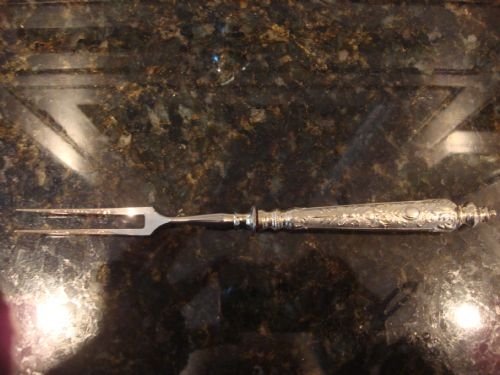 victorian very good quality silver plate pickle fork
