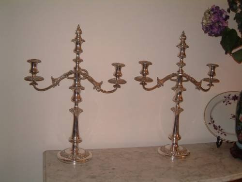 c1820's old sheffield plate pair of candelabra