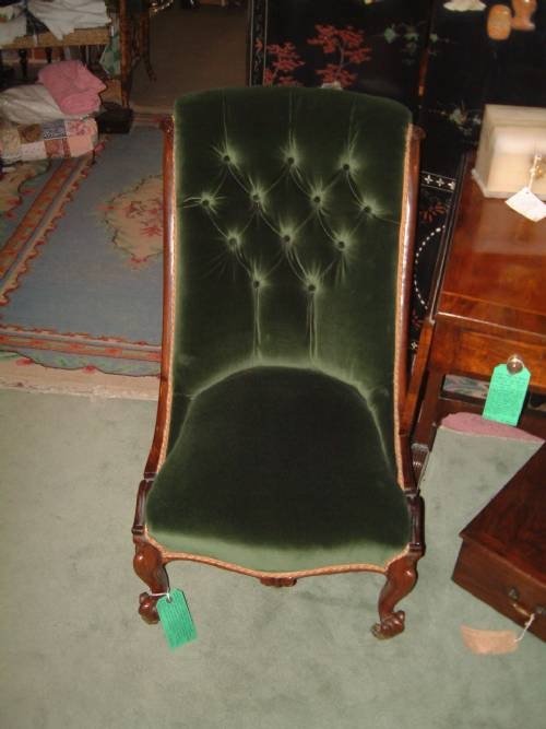 19thc solid rosewood deep button tufted chair